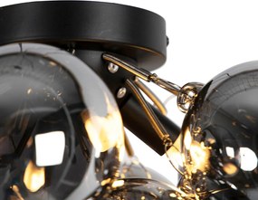 Plafoniera inteligentă neagră cu sticlă fumuriu, inclusiv 4 G9 WiFi - Uvas