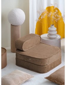 Fotoliu de copii maro cu tapițerie din catifea reiată Flip – Wigiwama