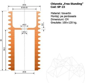 Chiuveta Tao travertin Red SP-23 82 x 42 cm