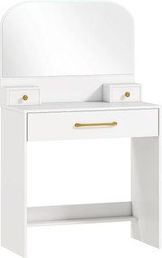 HOMCOM Masă de toaletă cu oglindă, masă compactă cu 3 sertare, Alb | Aosom Romania