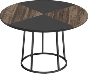 HOMCOM Masă de Dining Rotundă pentru 4-6 Persoane, Blat Bicolor MDF și Metal, 120x120x75 cm, Maro Rustic și Negru | Aosom Romania