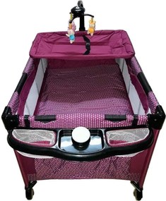 Patut Pliant, Tarc copii Baby Care™ NEST, Pliabil pe 2 Niveluri cu muzica si Masa infasat, Jucarie Carusel cu jucarii din plus, geanta transport