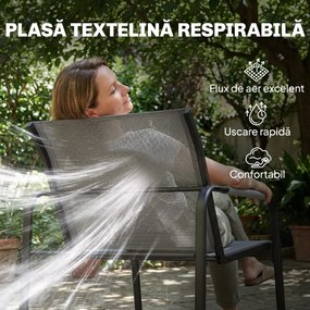 Outsunny Set de Grădină 4 Piese, Canapea cu 2 Locuri, 2 Fotolii, Măsuță din Sticlă Temperată, Gri | Aosom Romania