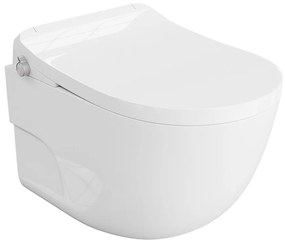 Set vas WC suspendat Rune Leif Smart Rimless alb si capac softclose cu functie de bideu