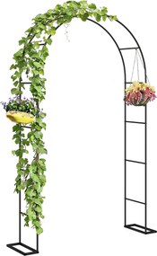 Outsunny Arc de grădină cu 2 baze pentru plante cățărătoare Trandafiri Viță-de-vie, Arc pentru nuntă, 145x39x237cm, Negru | Aosom Romania