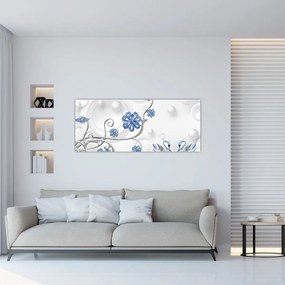 Tablou - Lebede albastre (120x50 cm)