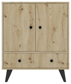 Comoda TV Malta, 3 Usi, Stejar Artisan, 75 x 30 x 90 cm