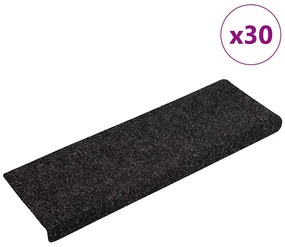 vidaXL Covorașe scări autoadezive, 30 buc., 65x21x4 cm, margini dreptunghiulare negre
