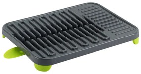 Uscător de vase Luigi Ferrero FR-3830P, 38x30x4.5 cm, Compartimente pentru pahare și farfurii, Canal de scurgere, Gri