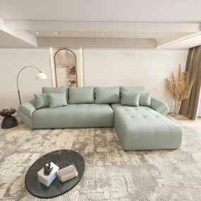 Colțar extensibil dumonde cu ladă de depozitare si sezut confortabil din spuma high-density, Berlin XL Enjoy Mint 350x185 cm II