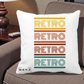 Perna Decorativa RETRO Text Multicolor, 40x40 cm, Alba Mata, Husa Detasabila, Perna Inclusa, BEKZ®