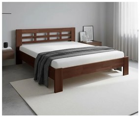 Pat dublu din lemn masiv ANGELA 180x200 cm nuc închis