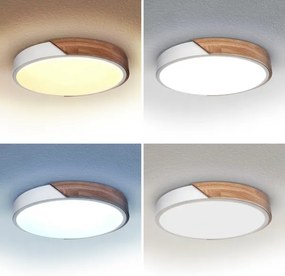 Brilagi - Corp de iluminat LED dimerizabil PILANA LED/48W/230V, stejar/alb, Ø 40 cm + telecomandă