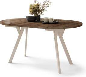 Mazzoni ALMO Nuc Elegant/picioare bej - MASĂ ROTUNDĂ EXTENSIBILĂ CU PICIOARE ÎN FORMĂ DE Y STIL LOFT PENTRU SALON/SUFRAGERIE