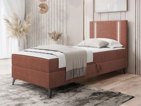 Pat de o persoană 80 cm Hebara 1 (teracotă) (cu somieră și saltea) (cu sp. depozitare) (S). 1103564