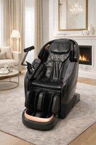 Fotoliu de masaj ZEENA INFINITY PRO, AI voce, Incalzire, Bluetooth, Zero Gravity SL-Track Shiatsu, Joystick și suport pentru telefon, Controler rapid cotiera, 2 Boxe, Moduri Automate, Suport Picioare extensibil, Piele PU Premium, Negru