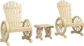 vidaXL Set mobilier de grădină, 3 piese, lemn masiv de brad