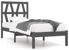 3103960 vidaXL Cadru de pat mic single, gri, 75x190 cm, lemn masiv de pin