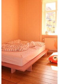 Pat matrimonial roz deschis din lemn masiv de pin cu somieră 140x200 cm Japan – Karup Design