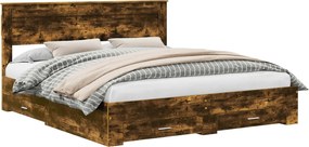 vidaXL Cadru de pat Stejar fumuriu 200 x 200 cm Lemn compozit