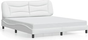 vidaXL Cadru de pat fără saltea, Hvar, alb, 180x200 cm, piele ecologică
