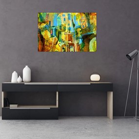 Tablou - Arhitectură, abstractizare cubistă (90x60 cm)