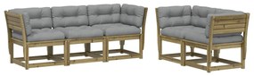 3217004 vidaXL Set mobilier de grădină cu perne, 5 piese, lemn de pin tratat
