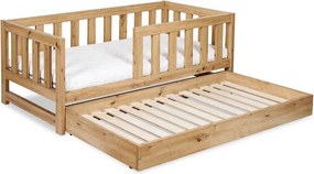 Pat lemn masiv alb pentru tineri Amelie 160×80cm /Stejar - Stejar deschis, Cu functie de dormit