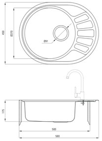 Set chiuveta bucatarie inox si baterie crom Deante, Stock