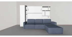 Set pat rabatabil dublu cu somiera, canapea 3 locuri, otoman, biblioteci si dulap 50 cm - ROYAL SMALL WARDROBE SET(150X200)