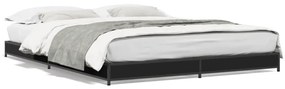 845156 vidaXL Cadru de pat, negru, 140x190 cm, lemn prelucrat și metal