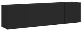 836955 vidaXL Comodă TV de perete, 2 buc. negru, 80x30x41 cm