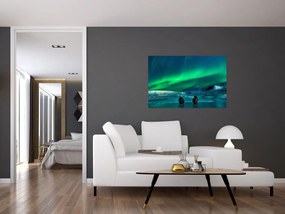 Tablou cu oameni la Aurora borealis (90x60 cm)