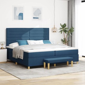 vidaXL Pat cu arcuri cu saltea albastru 200 x 200 cm țesătură