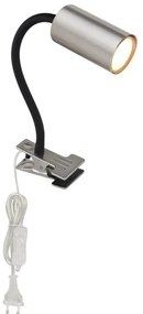 Veioza, lampa de birou cu clema design modern Robby nichel mat
