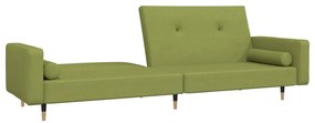 Canapea extensibila cu 2 locuri, 2 perne, verde deschis catifea Lysegronn, Fara suport de picioare