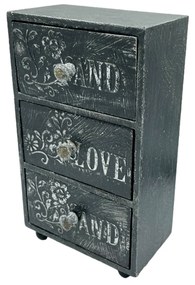 Cutie cu 3 sertare din lemn JANE, 11x6x19cm