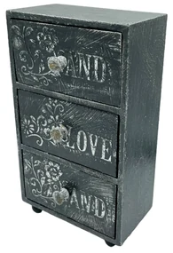 Cutie cu 3 sertare din lemn JANE, 11x6x19cm
