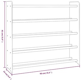 Pantofar, gri, 90x24x81 cm, lemn compozit 1, Gri, 90 x 24 x 81 cm