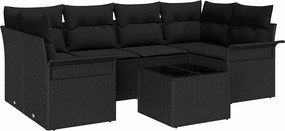 vidaXL Set de canapele pentru grădină 7 pcs Negru Rattan poli