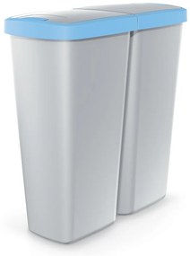 Coș de gunoi DUO gri, 50 l, albastru/gri
