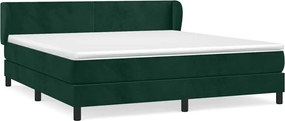 vidaXL Pat box spring cu saltea, verde închis, 160x200 cm, catifea