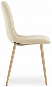 Set de masa 1 + 4, masa de dining alba ADRIA 120x80 cm + scaun de catifea crem LAVA