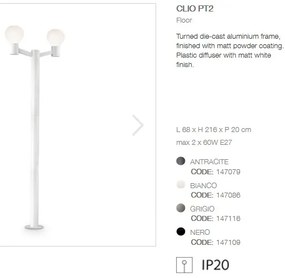Stalp modern de exterior cu protectie IP44 CLIO PT2 alb 147086