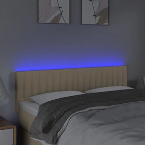 Tablie de pat cu LED, crem, 144x5x78 88 cm, textil 1, Crem, 144 x 5 x 78 88 cm