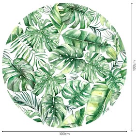 PIPPER. Autocolant circular de perete „Frunze tropicale” mărimea: 60cm