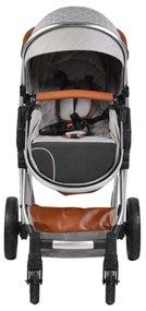 Carucior nou nascuti 2 in 1 NOVOKIDS™ Alma Gold PRO , Cu geanta bebe, Cadru Aluminiu , Amortizoare, Roti din cauciuc plin AVE, Landou, Modul sport,