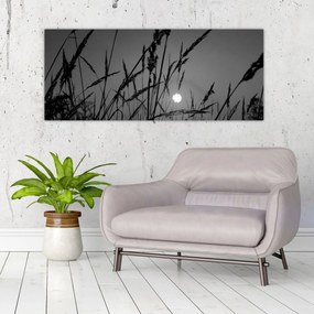 Tablou - Pajiște cu apus de soare (120x50 cm)