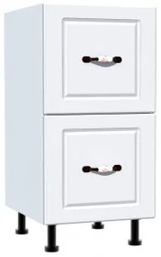 Corp inferior 40 cu 2 sertare metalice pentru greutate Zebra MDF alb drept