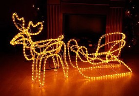 Decorațiune luminoasă pentru ren de Crăciun, 140 cm, alb cal